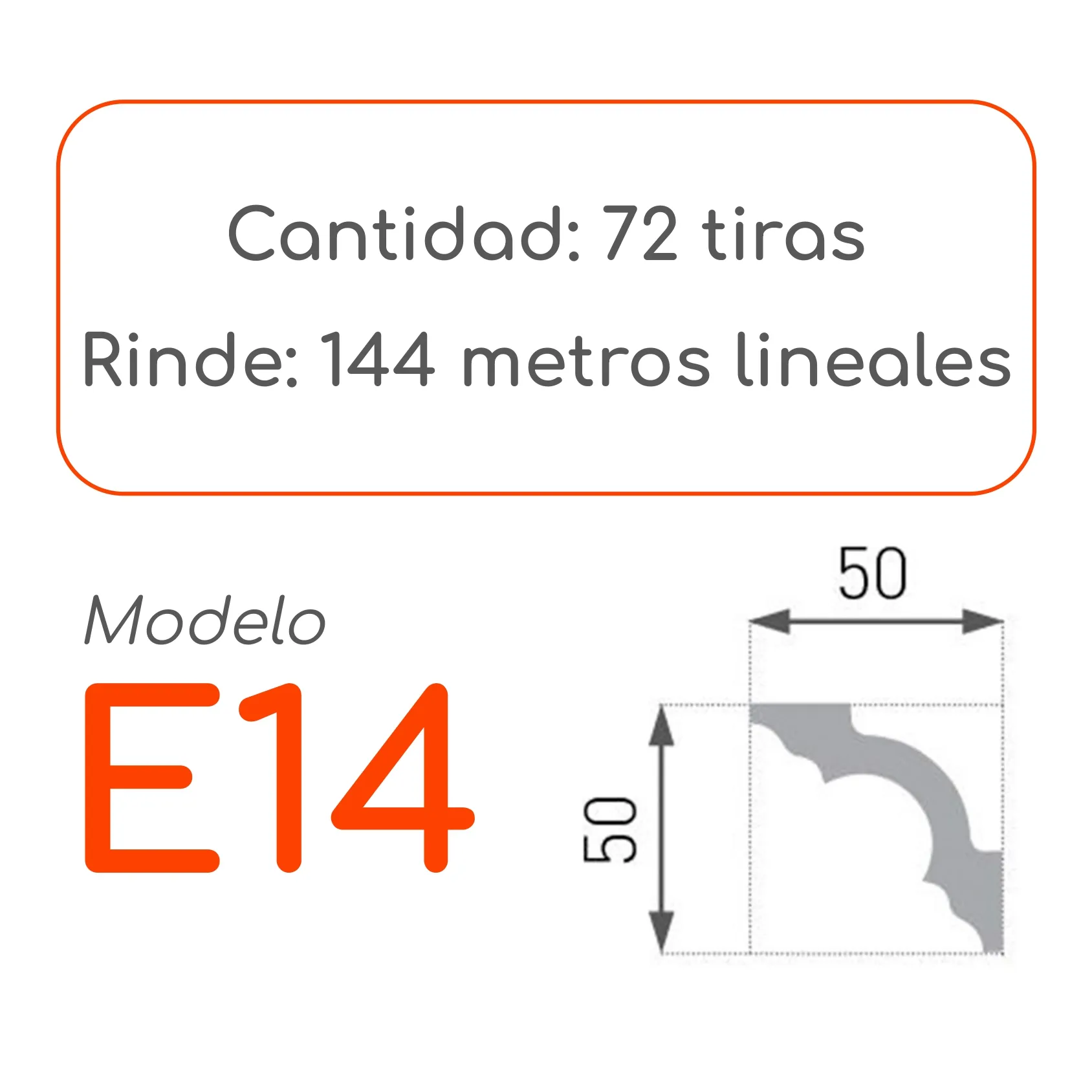 Cornisa E14 50 x 50mm x 2mt XPS Caja 72 unidades
