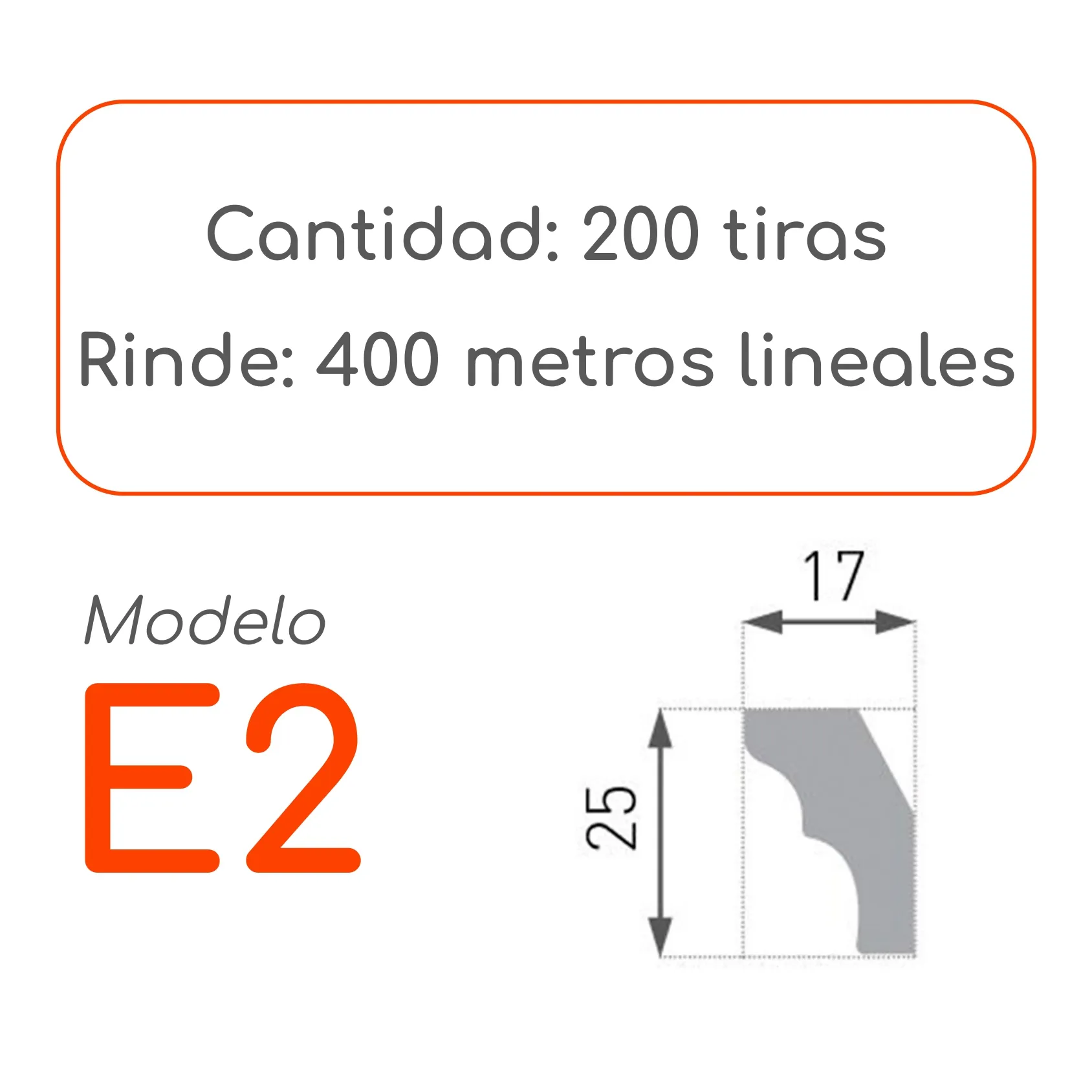 Cornisa E2 25 x 17mm x 2mt XPS Caja 200 unidades