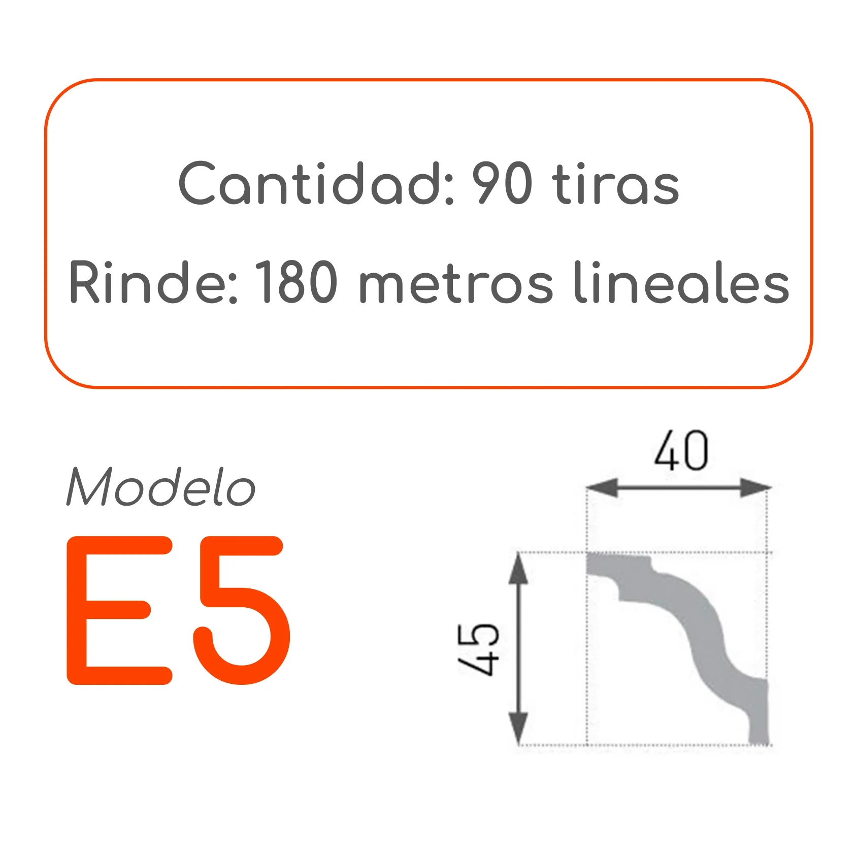 Cornisa E5 45 x 40mm x 2mt XPS Caja 90 unidades