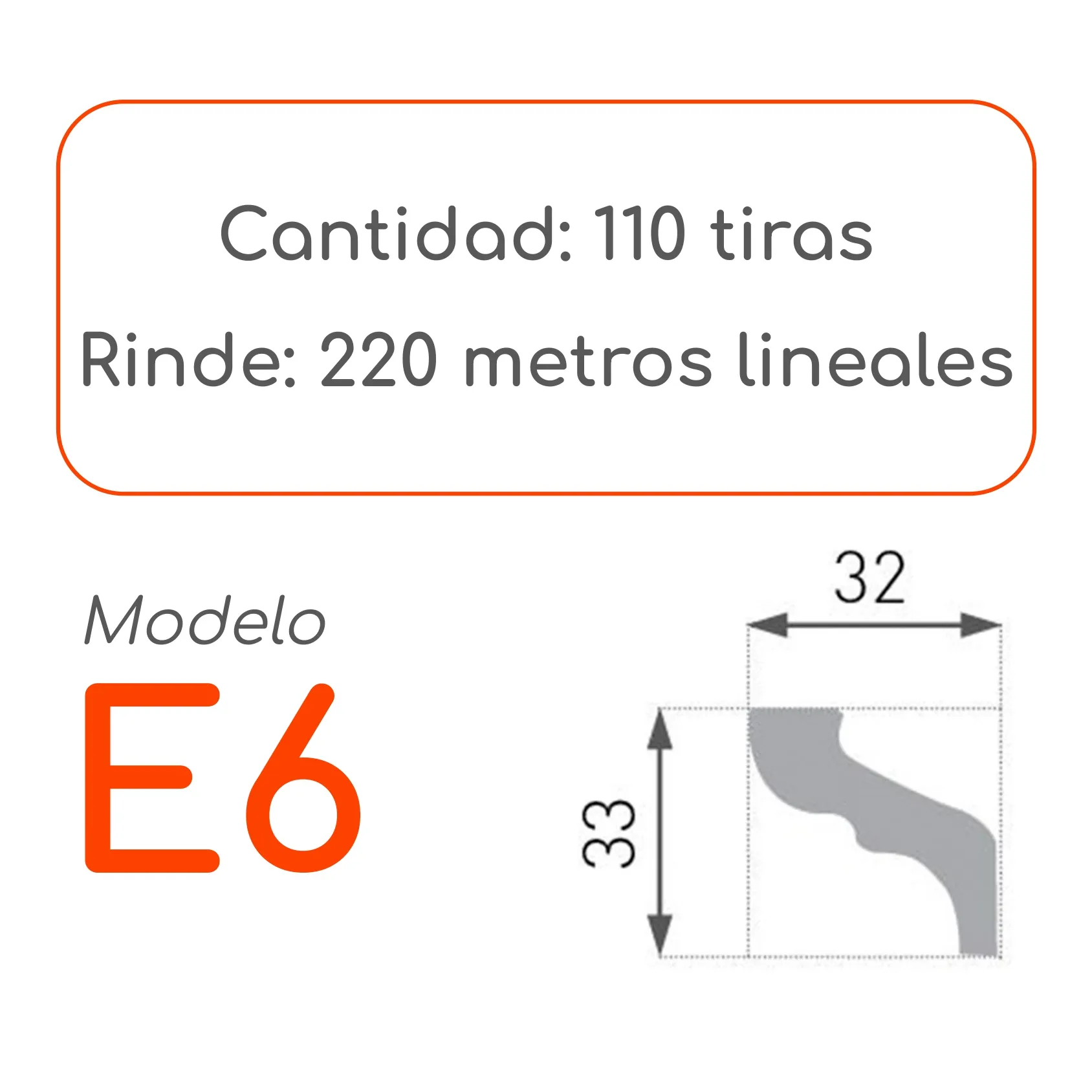Cornisa E6 33 x 32mm x 2mt XPS Caja 110 unidades