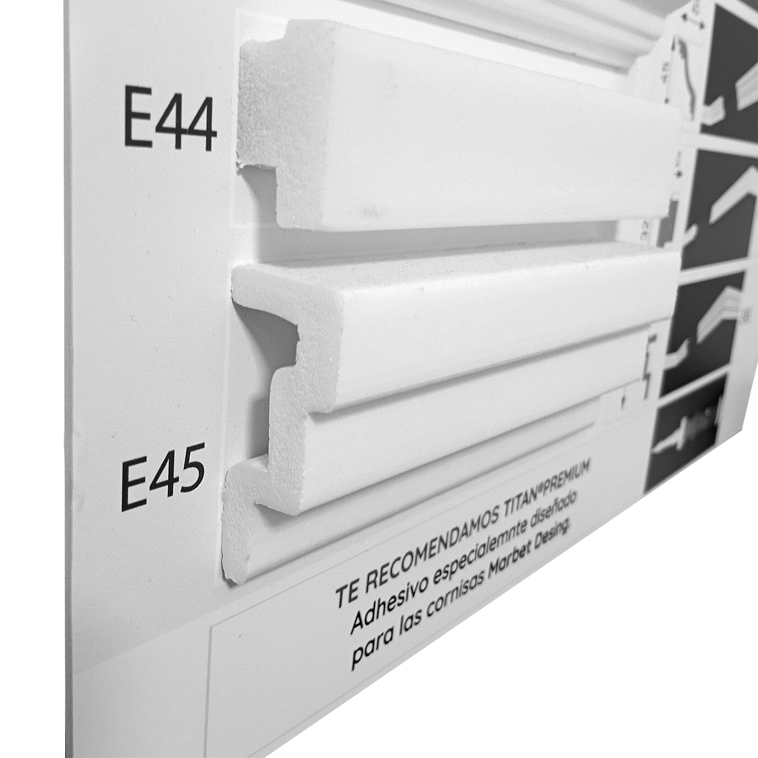 Cornisa E45 60 x 25mm x 2mt XPS Caja 52 unidades