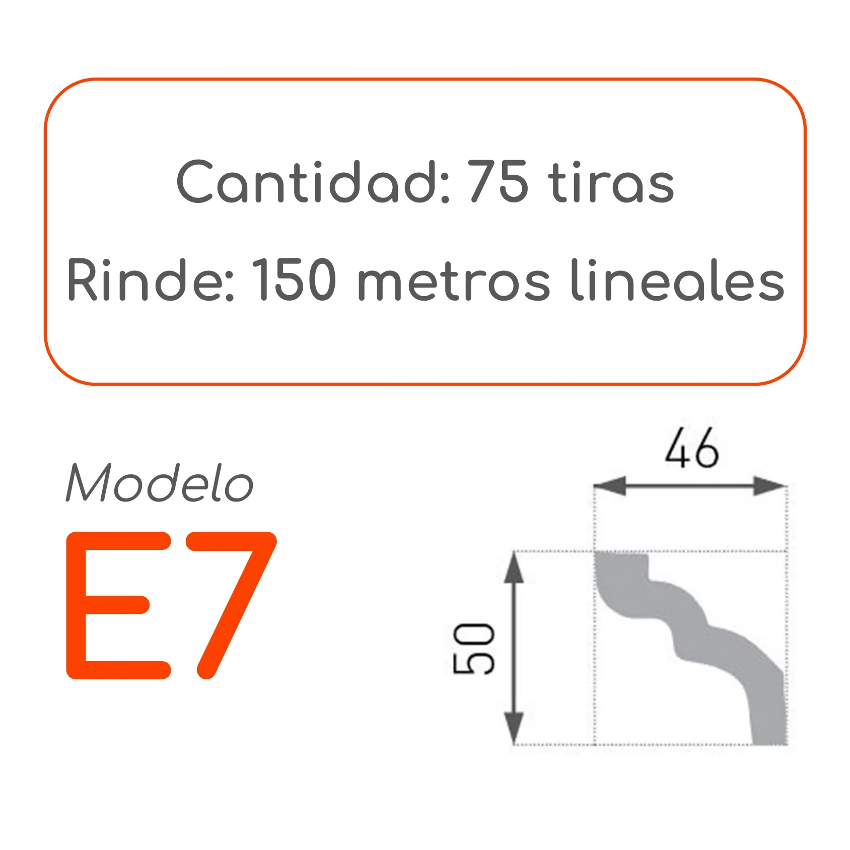 Cornisa E7 50 x 46mm x 2mt XPS Caja 75 unidades