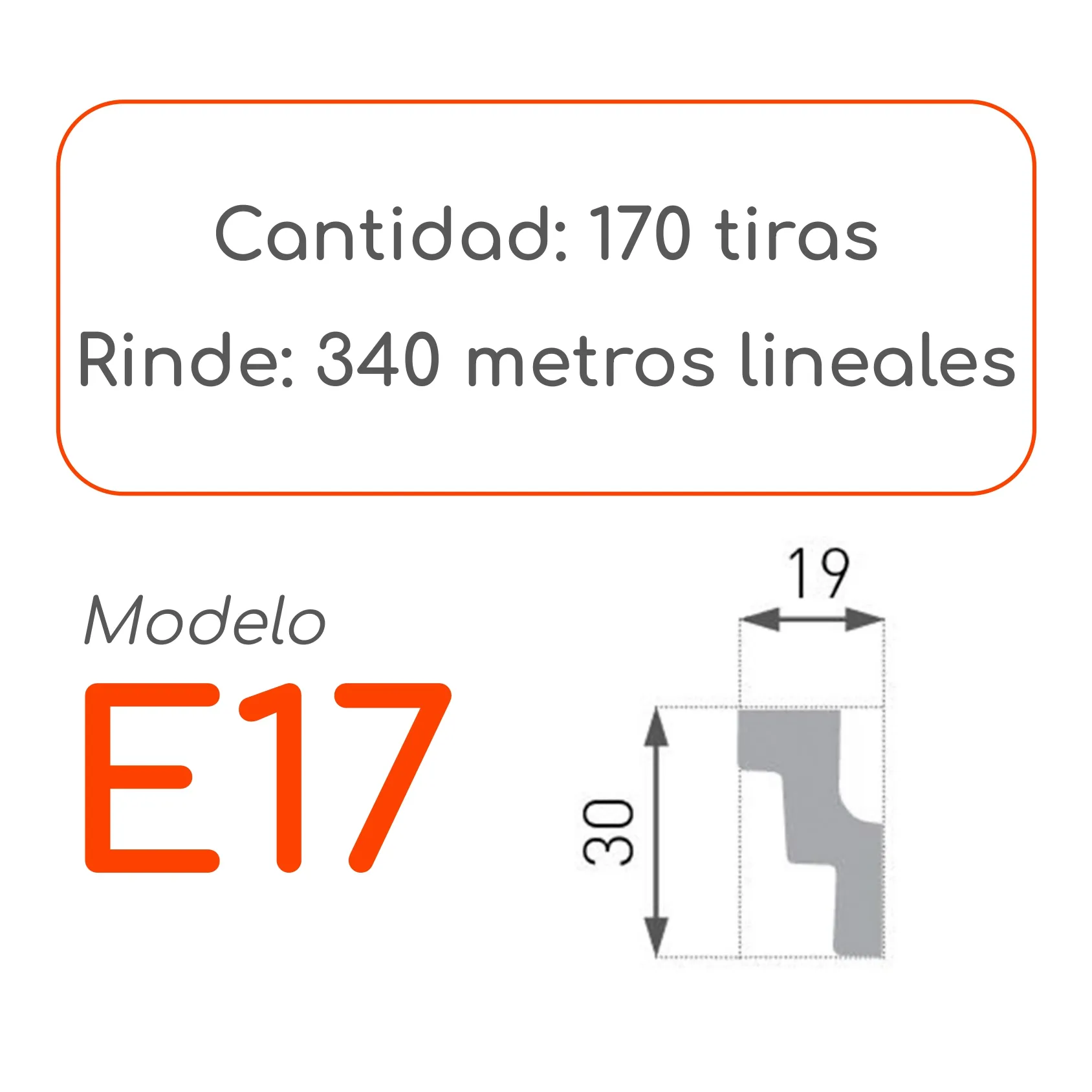Cornisa E17 30 x 19mm x 2mt XPS Caja 170 unidades