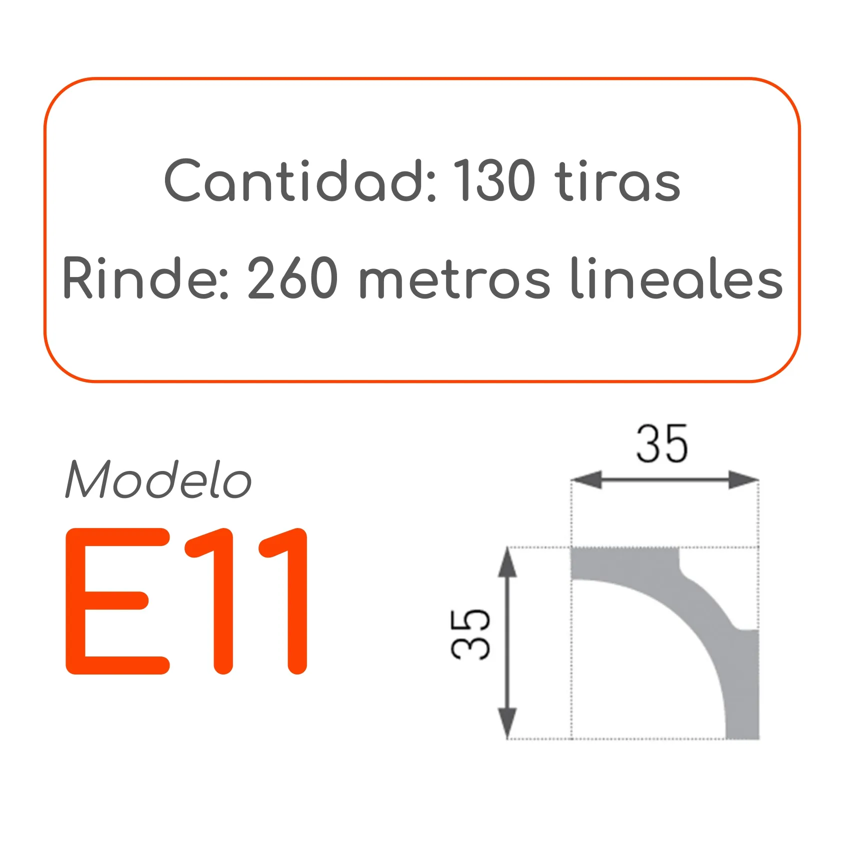Cornisa E11 35 x 35mm x 2mt XPS Caja 130 unidades