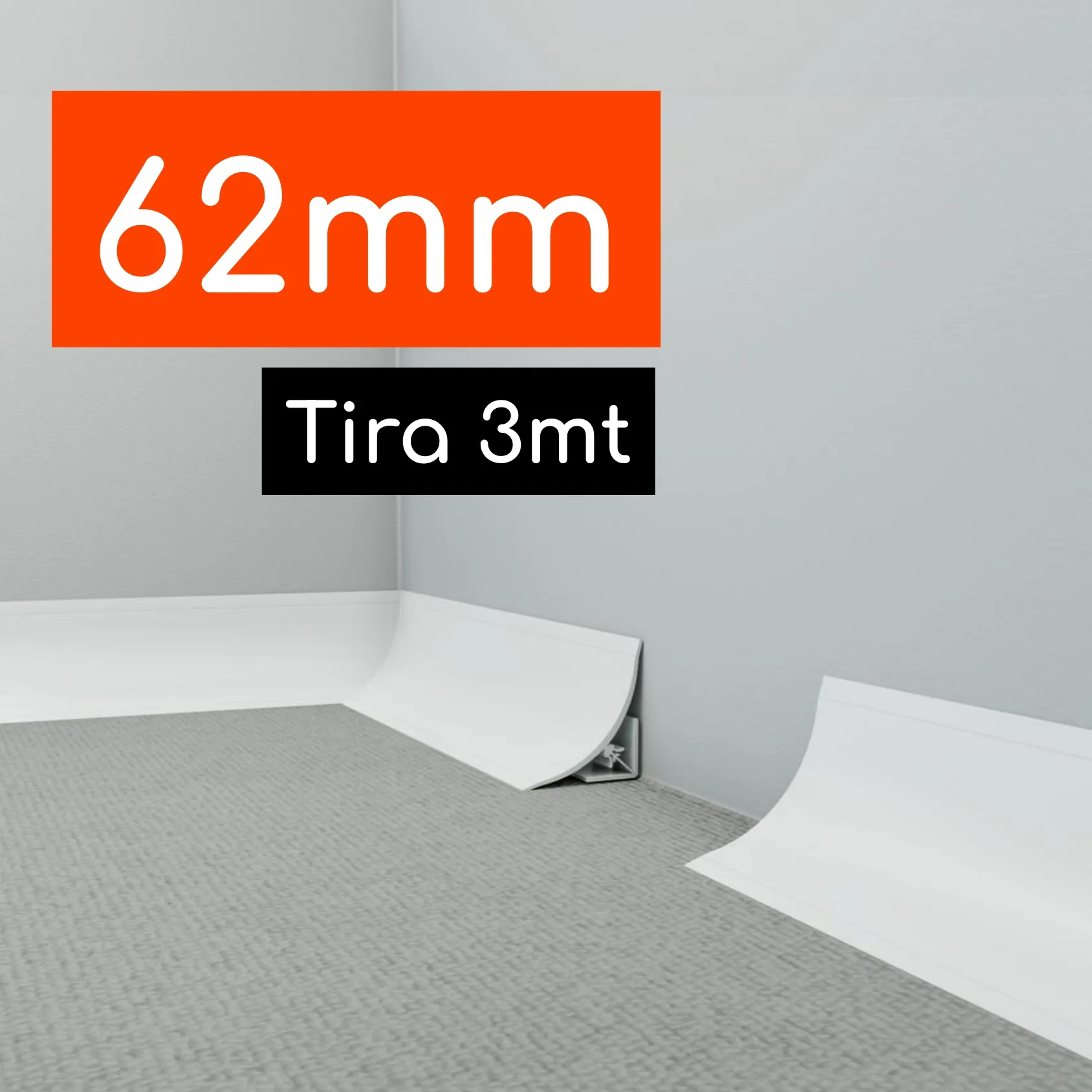 Zócalo Sanitario Macho y Hembra 62mm (4,3 x 4,3cm) Tira de 3mt