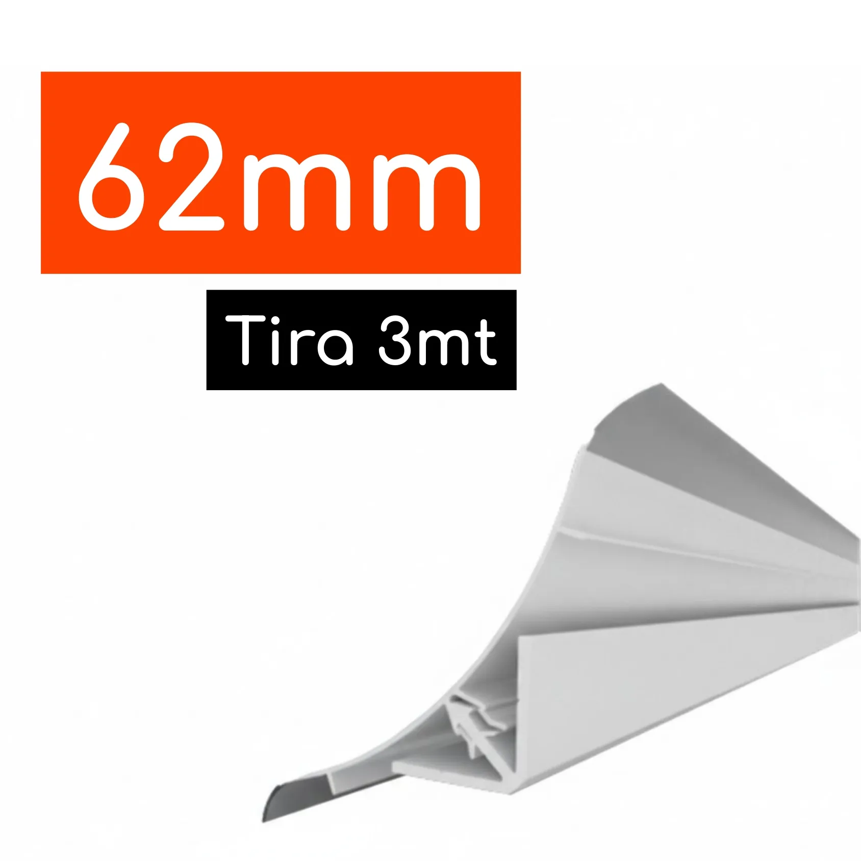 Zócalo Sanitario Macho y Hembra 62mm (4,3 x 4,3cm) Tira de 3mt