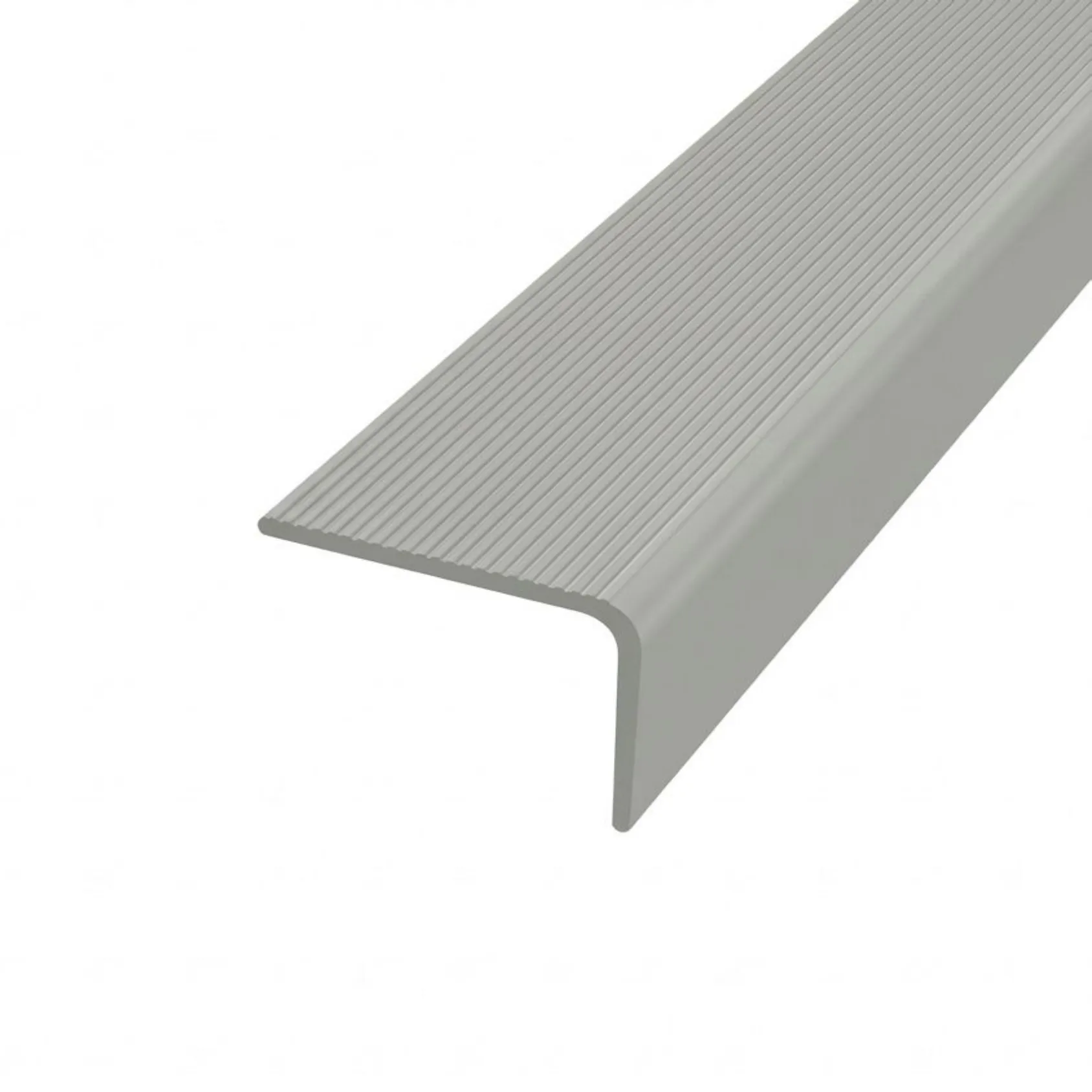 Perfil Nariz de Grada PVC 37 x 37mm Gris Claro 1.2 Metros