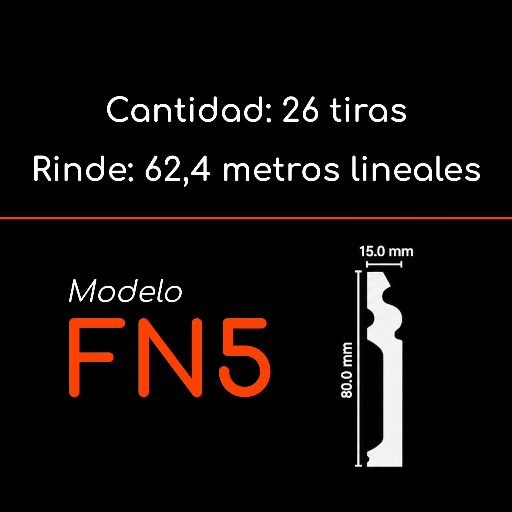 Guardapolvo FN-5 Cedro 80 x 15mm x 2.4mt HDPS Caja 26 unidades