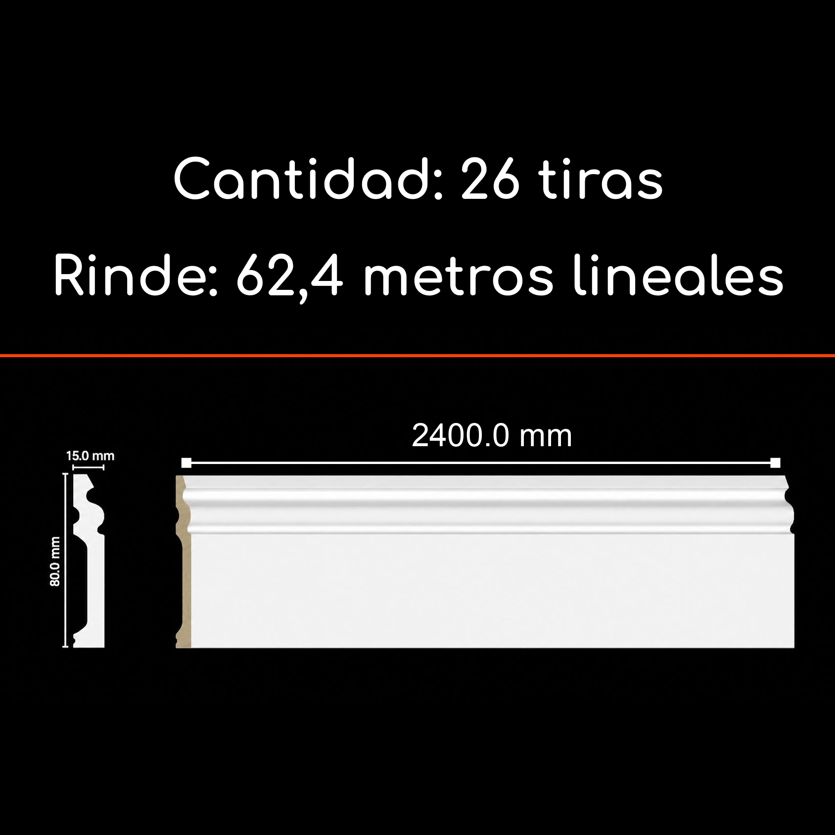 Guardapolvo FN-5 Cedro 80 x 15mm x 2.4mt HDPS Caja 26 unidades
