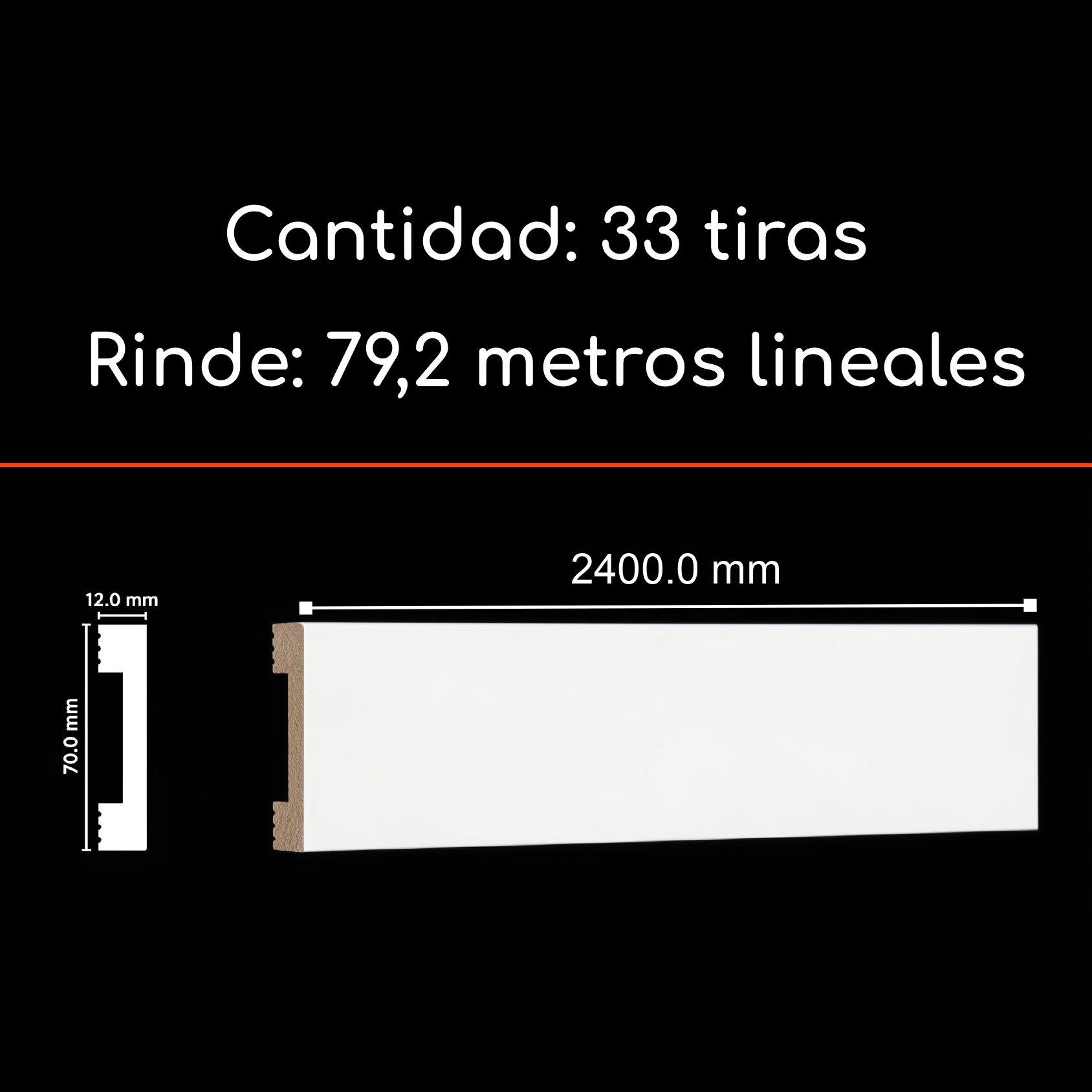 Guardapolvo Pilastra FN-4 Blanco 70 x 12mm x 2.4mt HDPS Caja 33 unidades