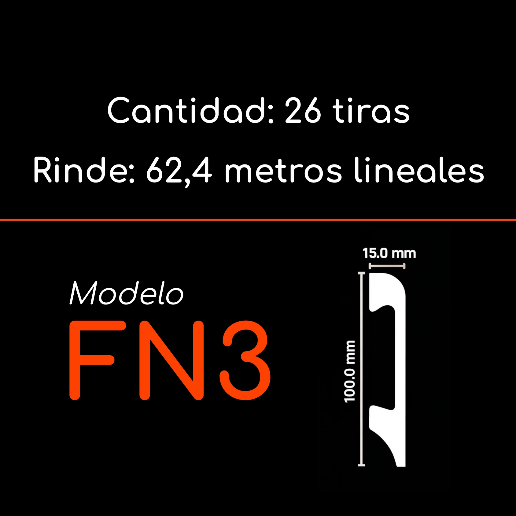 Guardapolvo FN-3 Blanco 100 x 15mm x 2.4mt HDPS Caja 26 unidades