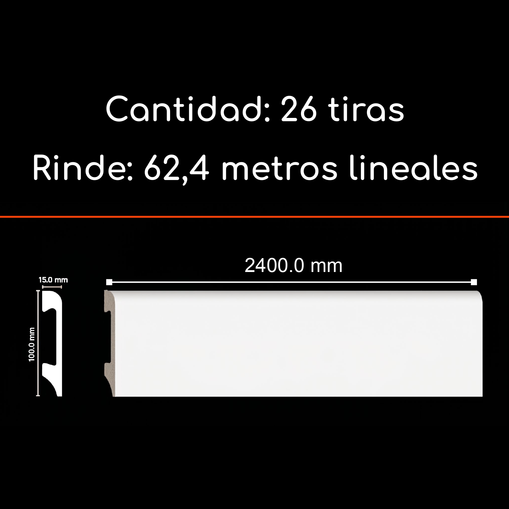 Guardapolvo FN-3 Blanco 100 x 15mm x 2.4mt HDPS Caja 26 unidades