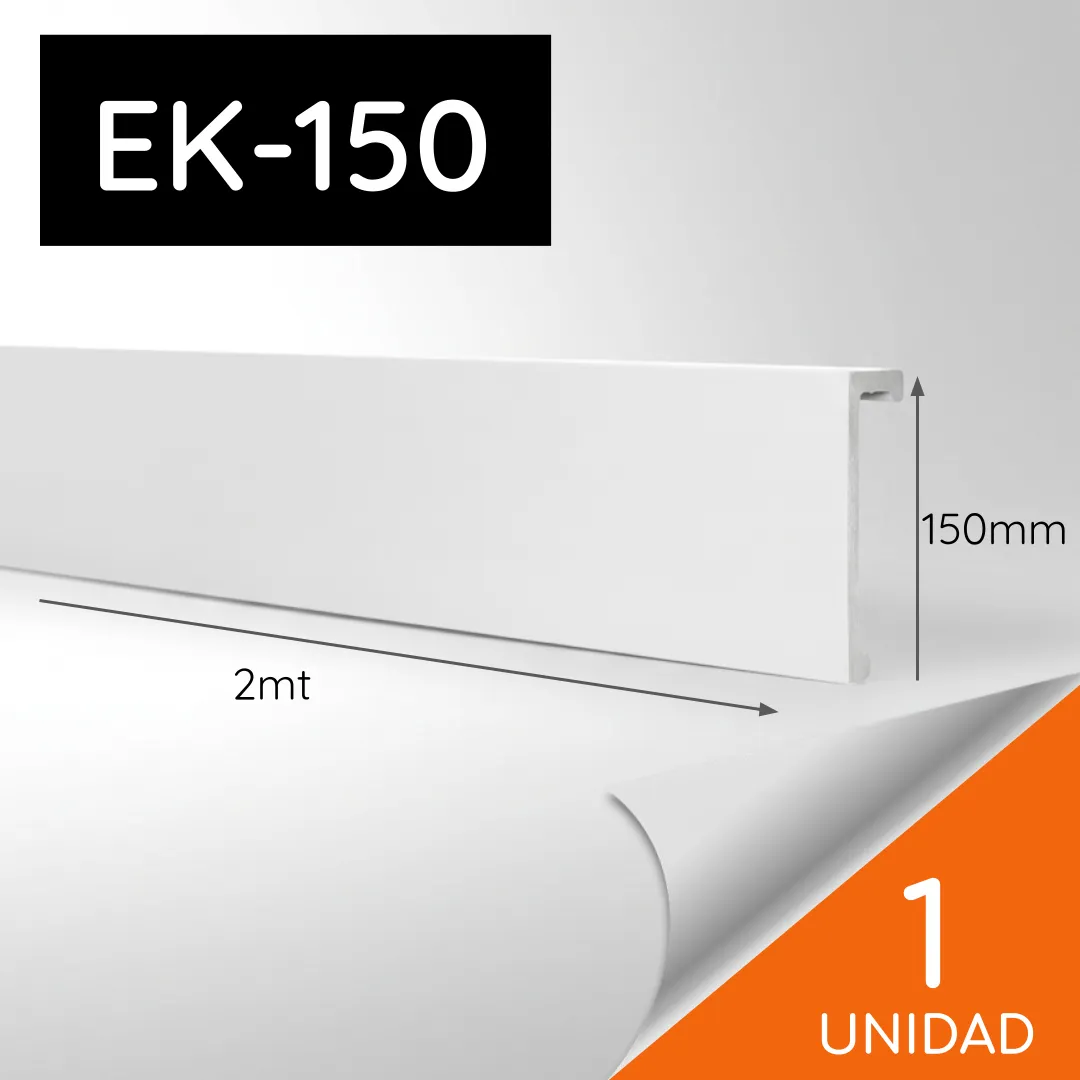 Cenefa EK-150 HDPS Blanca 150 x 40mm x 2mt 1 unidad (Solo Retiro)