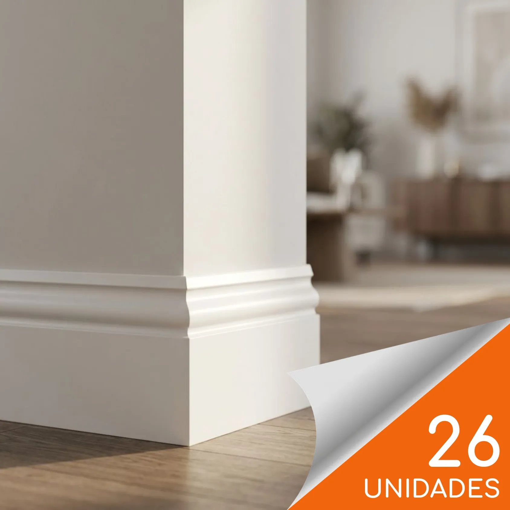 Guardapolvo Blanco 80 x 15mm x 2.4mt FN-5 Tipo PVC Caja 26 unidades