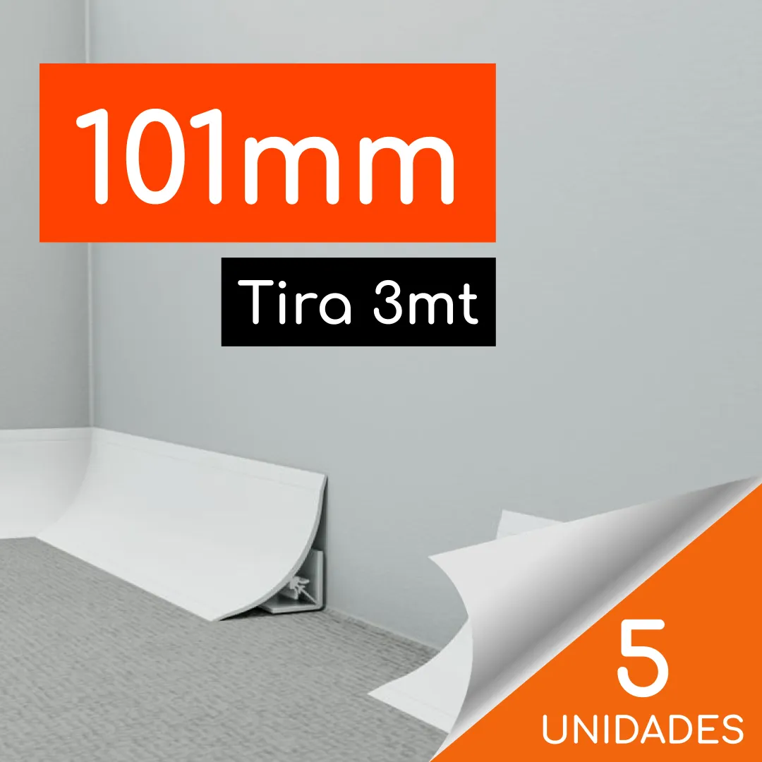Zócalo Sanitario Macho y Hembra 100mm (7 x 7cm) Tira de 3mt Caja 5 unidades
