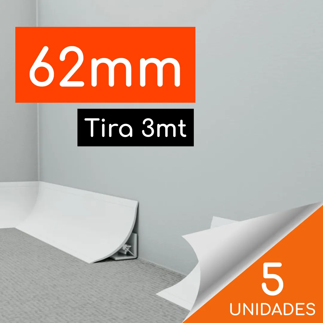Zócalo Sanitario Macho y Hembra 62mm (4,3 x 4,3cm) Tira de 3mt Caja 5 unidades
