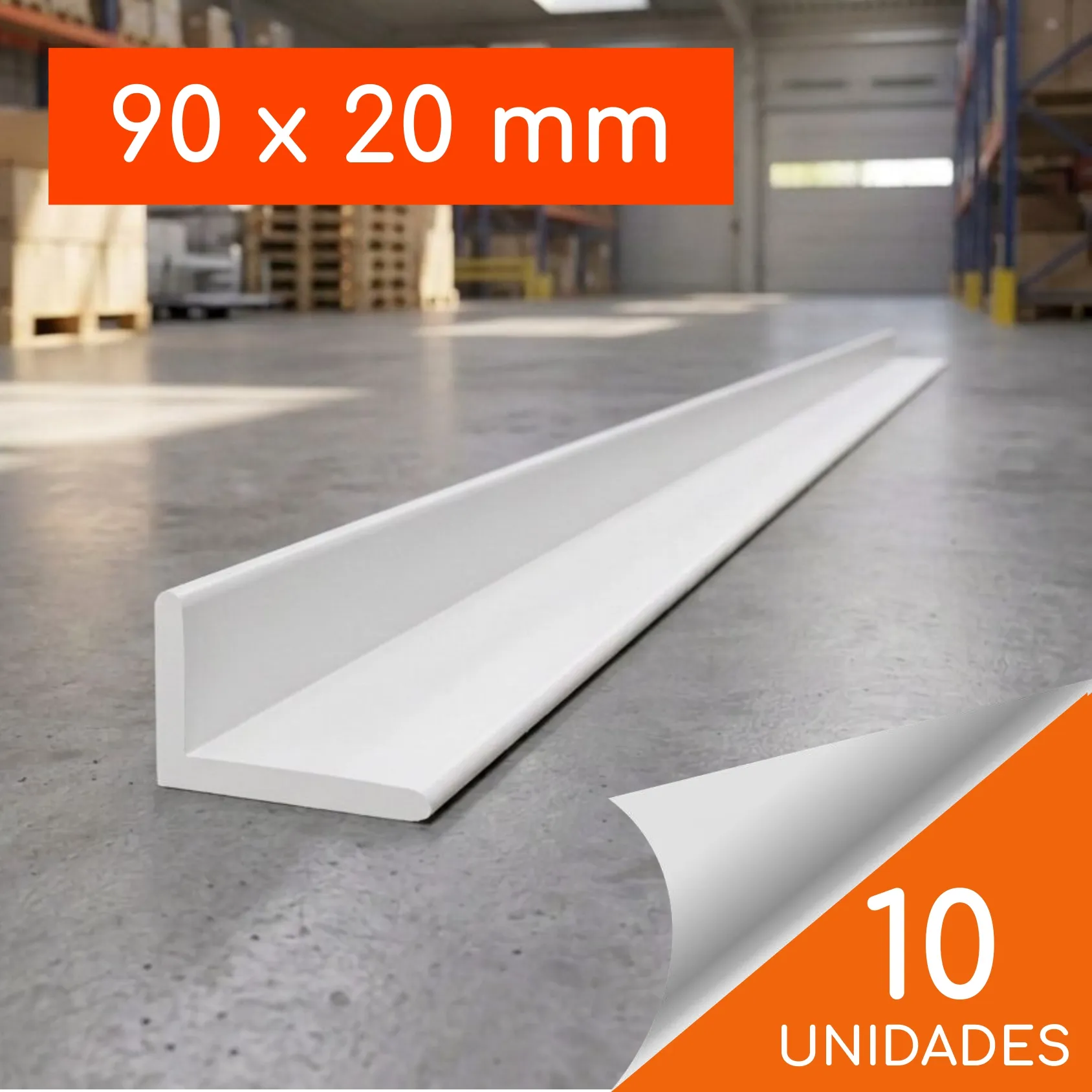 Perfil Ángulo PVC 90 x 20mm Blanco Tira de 3 Metros Caja 10 unidades
