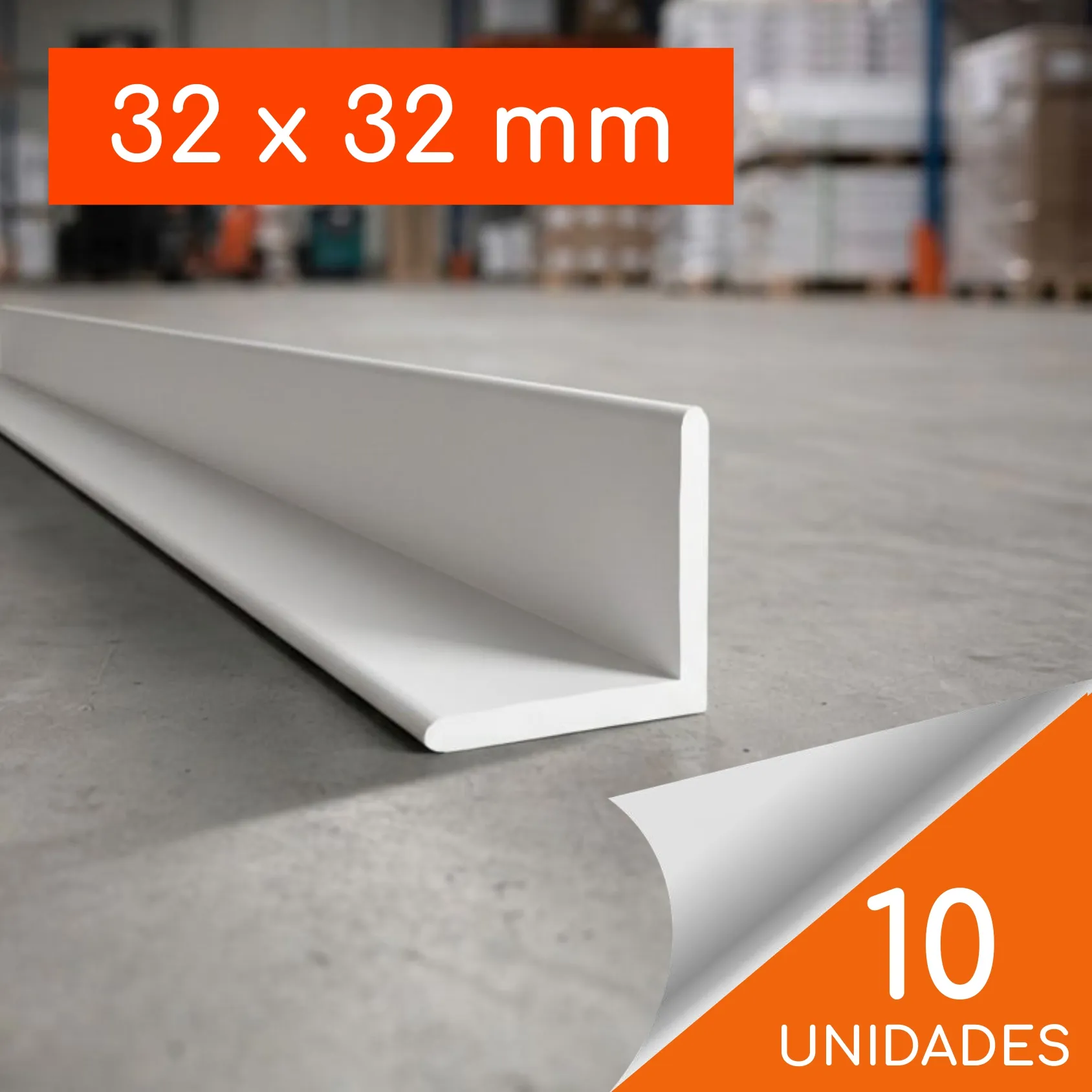 Perfil Ángulo PVC 32 x 32mm Blanco Tira de 3 Metros Caja 10 unidades