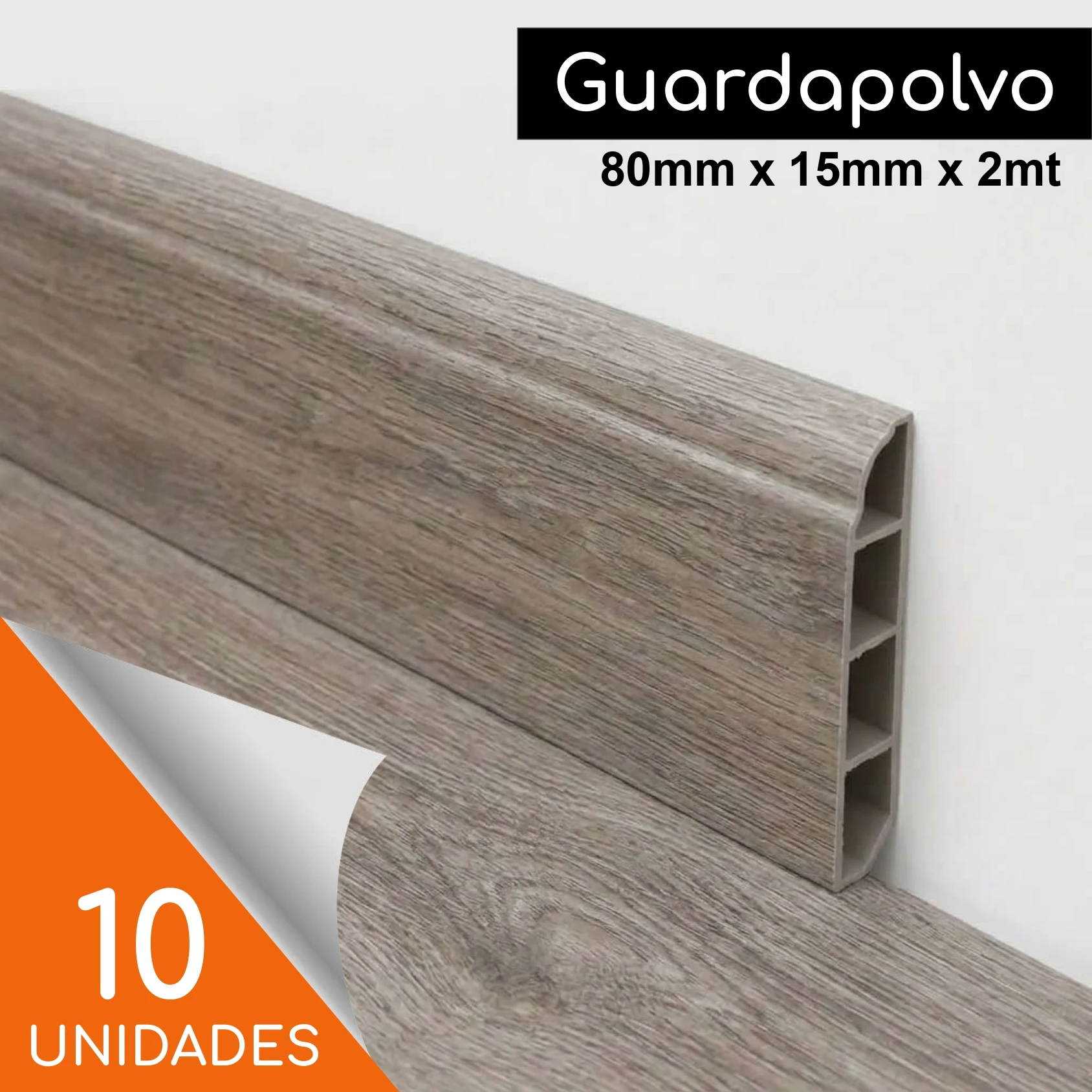 Guardapolvo Auren SPC 80 x 15mm x 2mt Taupe Oak Caja 10 unidades
