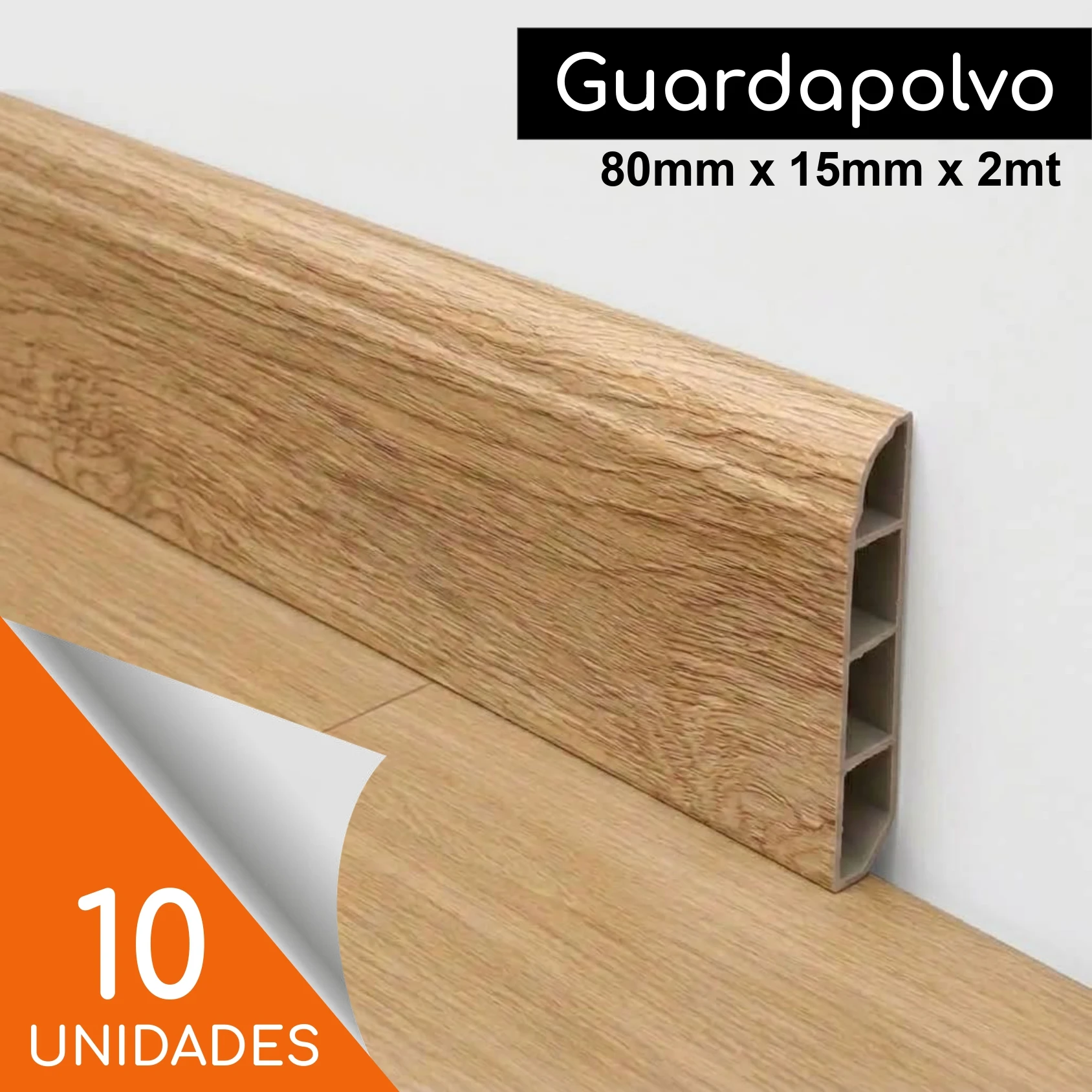 Guardapolvo Auren SPC 80 x 15mm x 2mt Capri Oak Caja 10 unidades