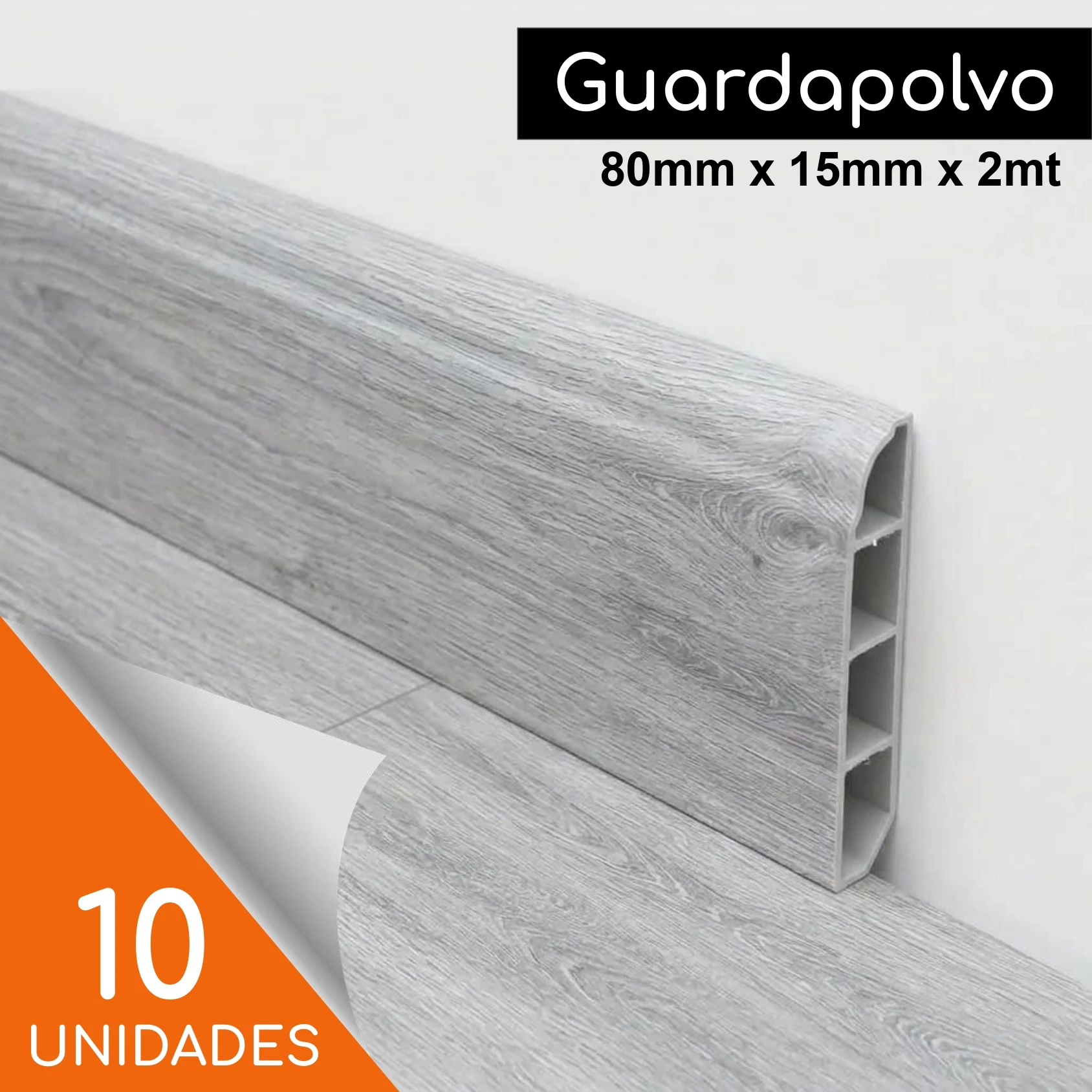 Guardapolvo Auren SPC 80 x 15mm x 2mt Silver Ash Caja 10 unidades