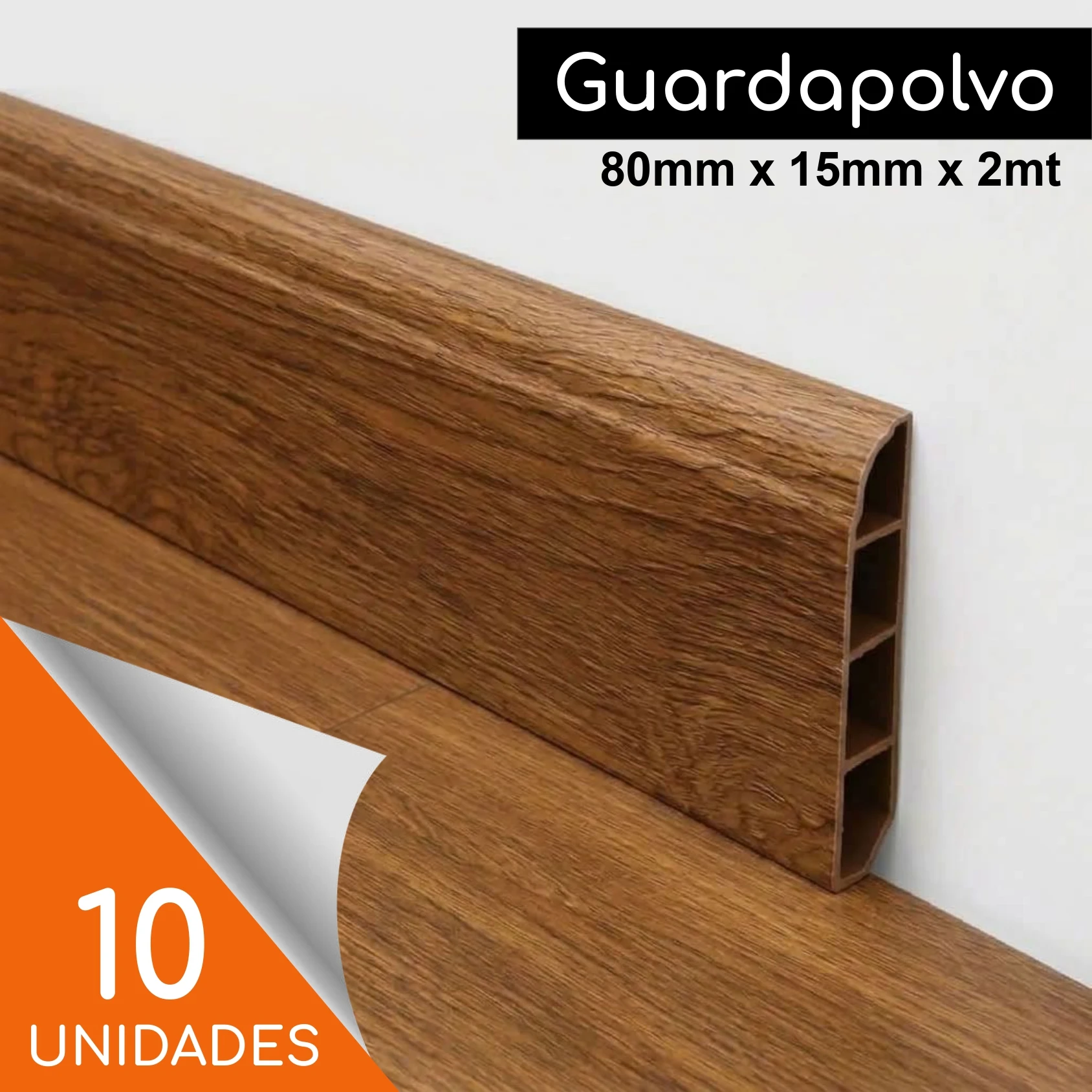 Guardapolvo Auren SPC 80 x 15mm x 2mt Terra Brown Caja 10 unidades