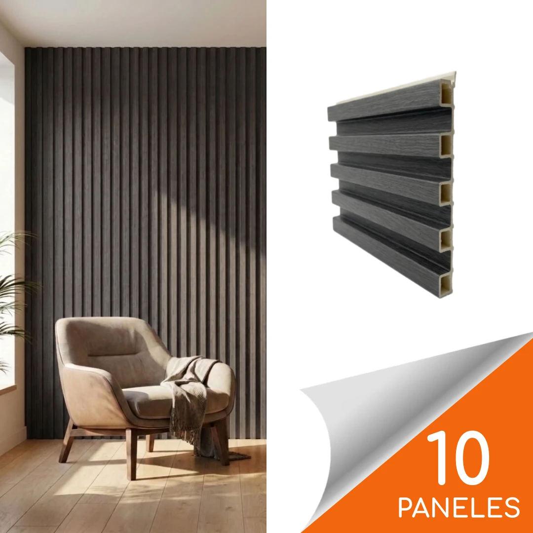 Wallpanel 160 x 23mm x 2.4mt Black Wood - 3,84 m2 (10 paneles)