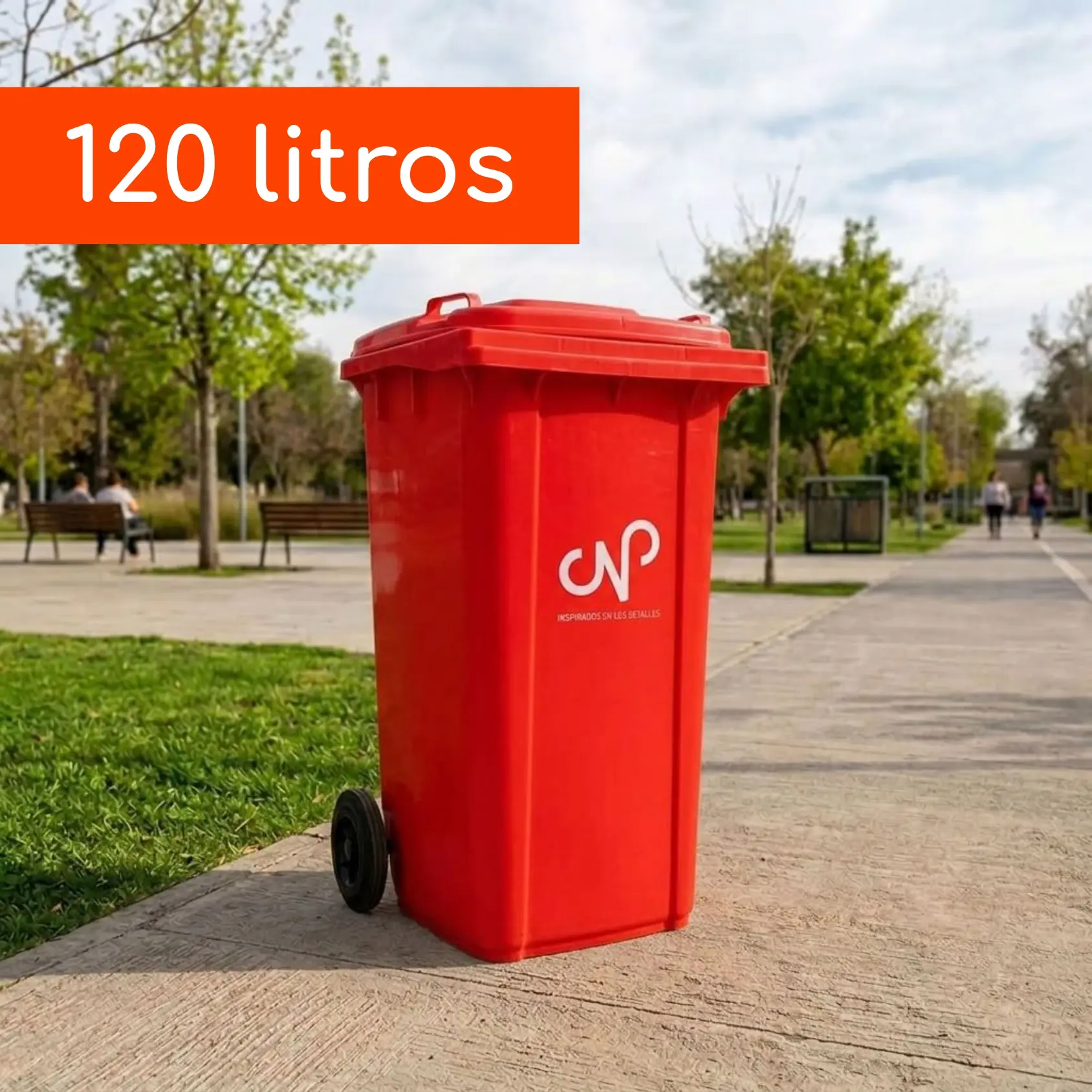 Contenedor de Basura CNP HDPE 120 Litros Rojo