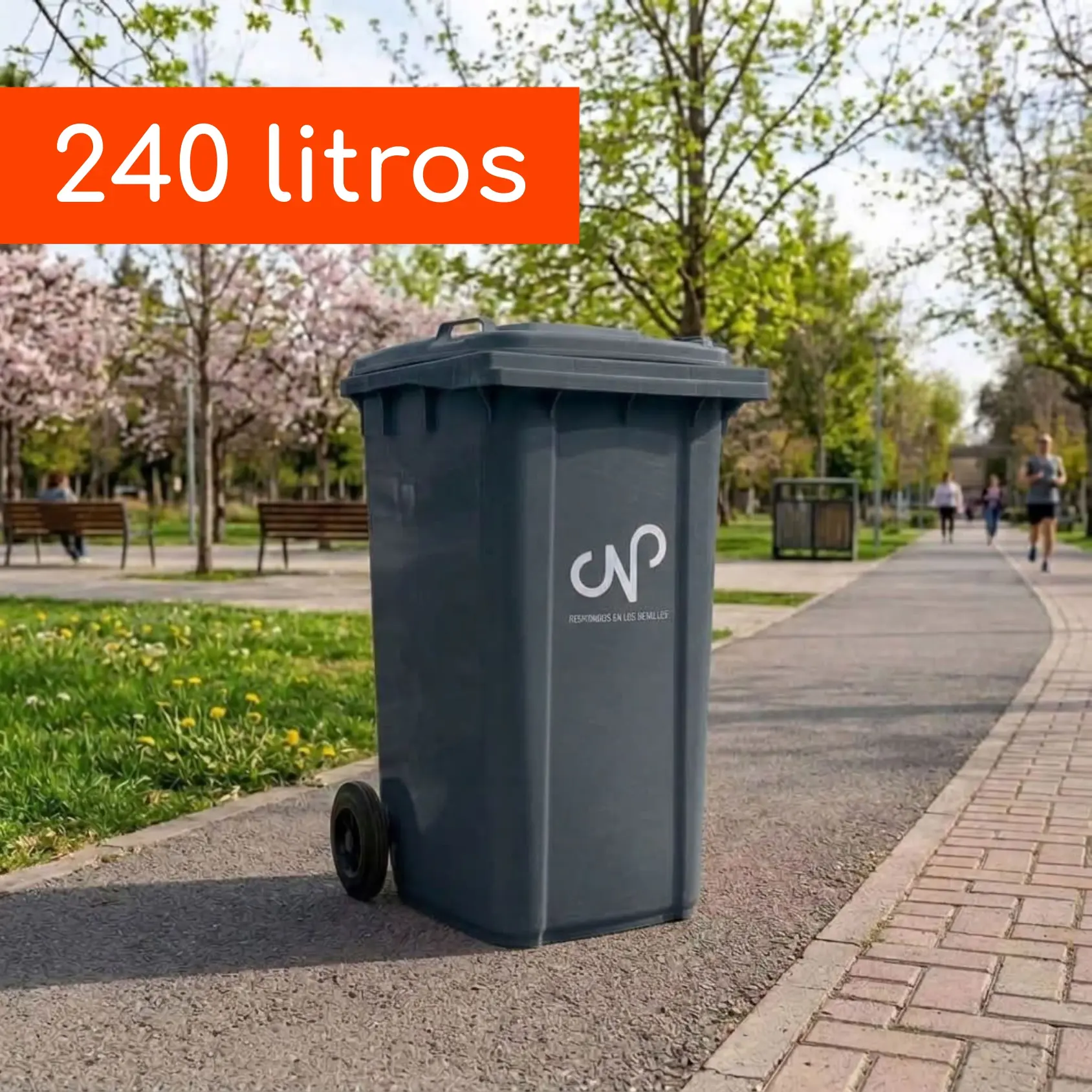 Contenedor de Basura CNP HDPE 240 Litros Gris Oscuro