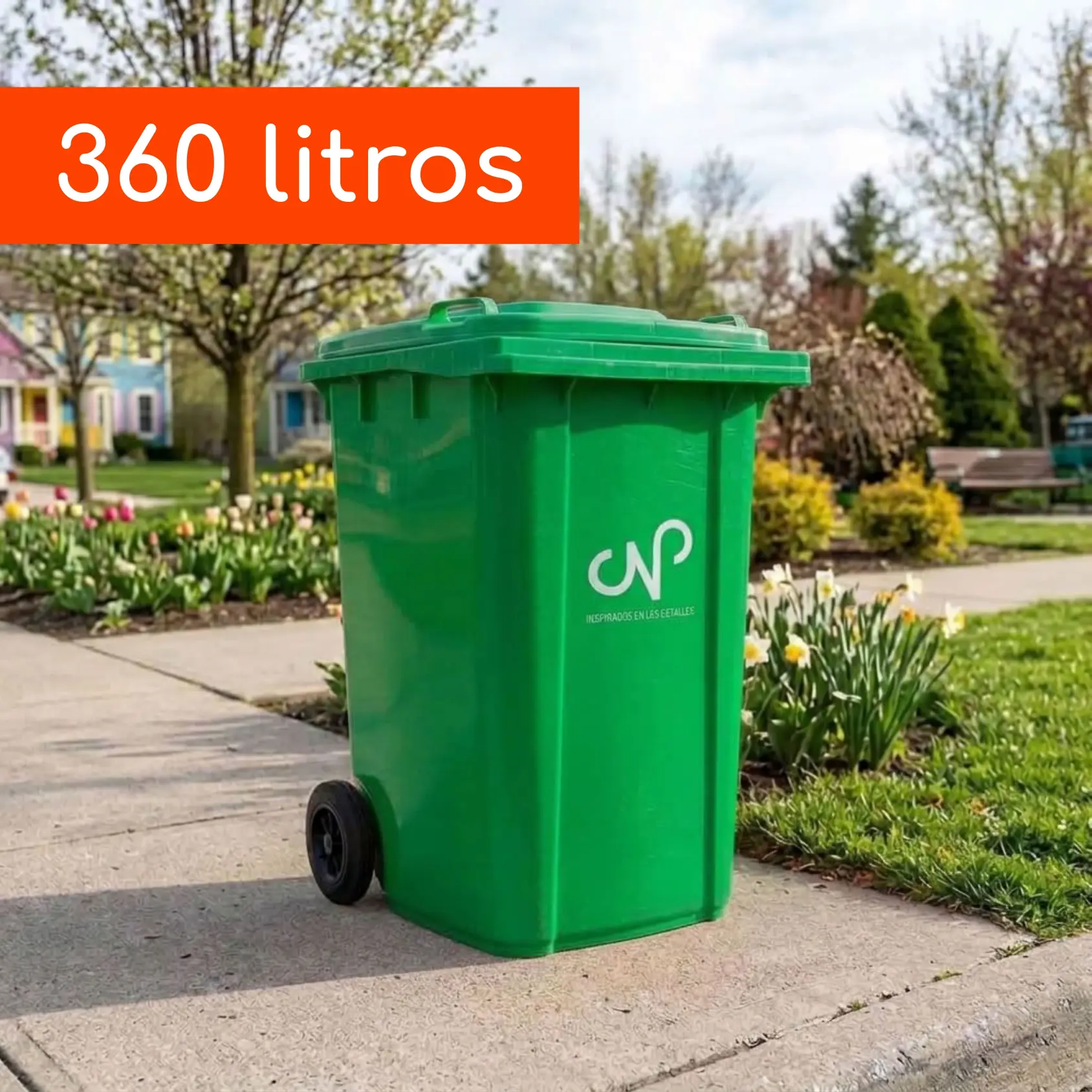 Contenedor de Basura CNP HDPE 360 Litros Verde
