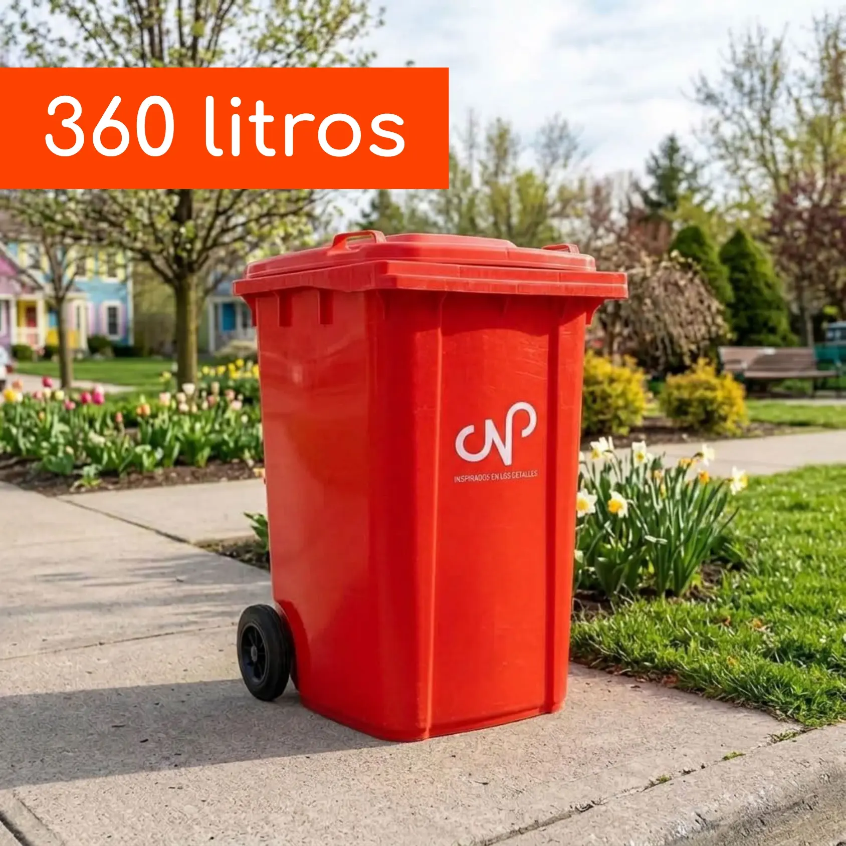 Contenedor de Basura CNP HDPE 360 Litros Rojo