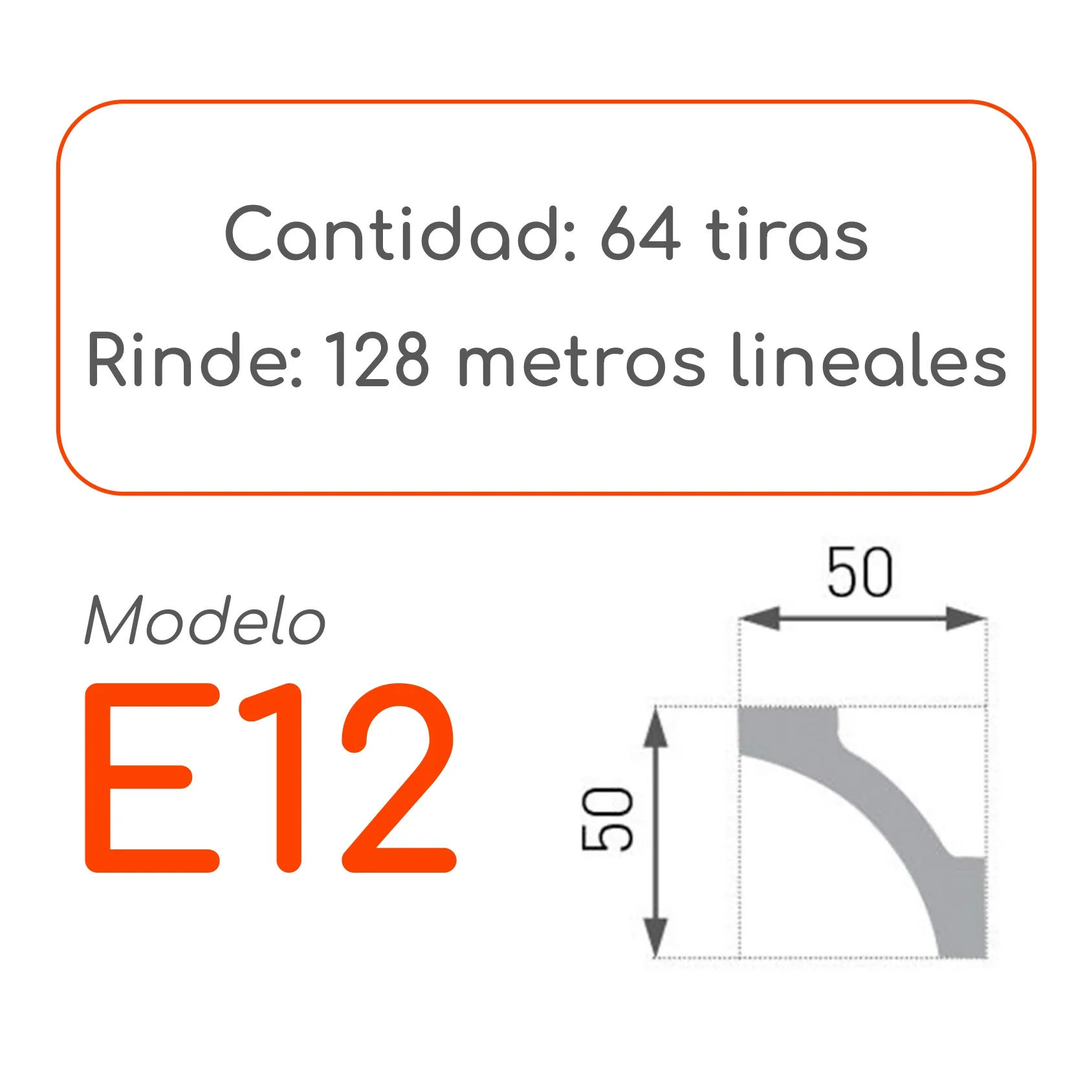 Cornisa E12 50 x 50mm x 2mt XPS Caja 64 unidades